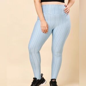 Sky Blue Textured Women's Leggings